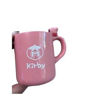 Nintendo Kirby Mug cup: Tiny sucking air kirby on the handle: Pink, SK Japan USA